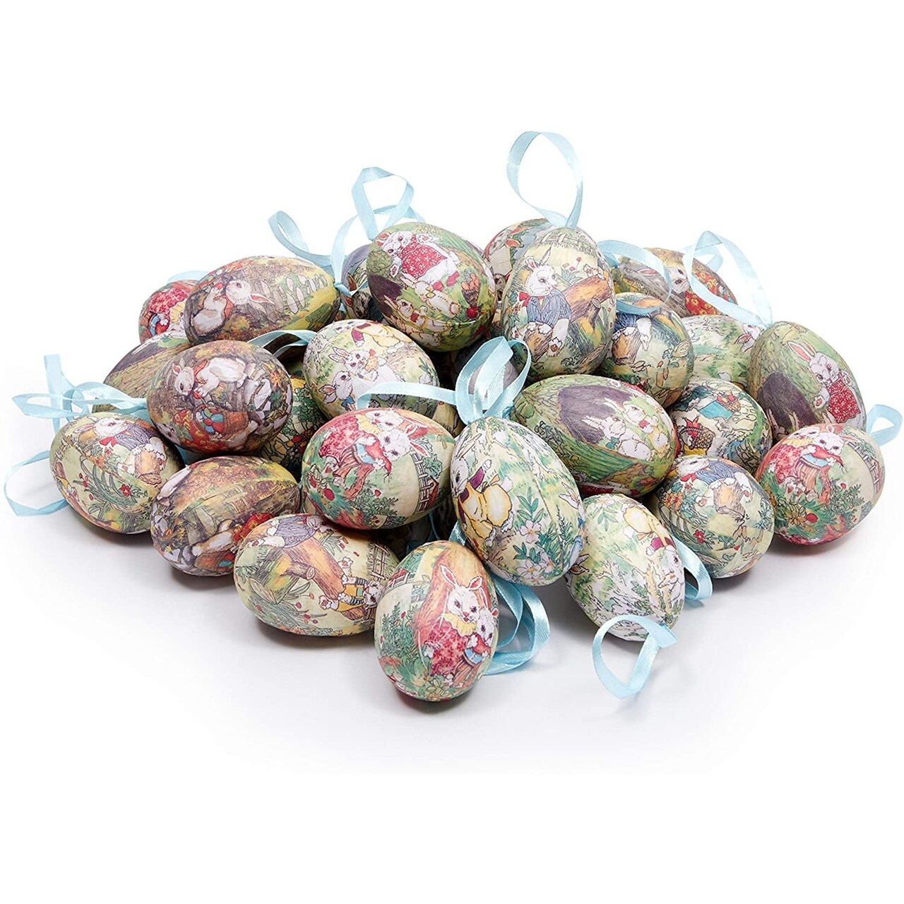 Juvale Plastic Easter Egg Ornaments - 36 Pack, 3 x 1.75 in, Assorted Pastel Hanging Eggs - Easter Basket Stuffers & Kitchen Decoration